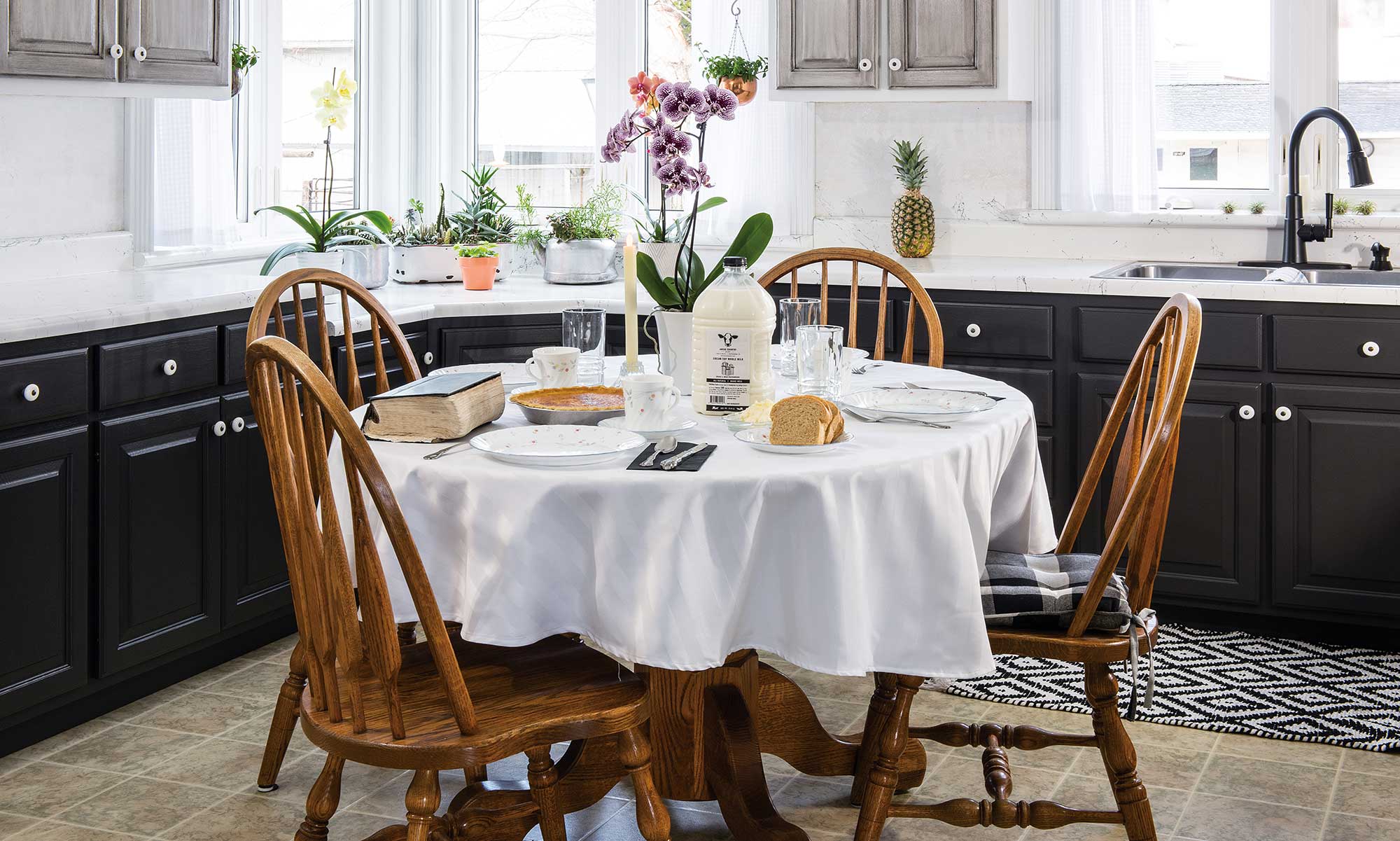 Amish Country Diary whole milk on a kitchen table. Amish Country Diary whole milk on a kitchen table.