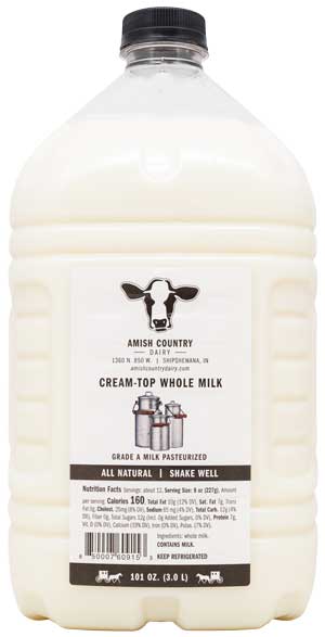 Whole milk, 101 oz. Whole milk, 101 oz.